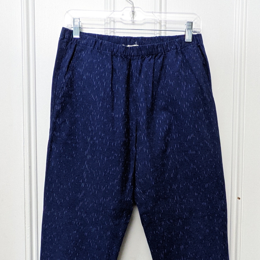 Eileen Fisher Indigo Organic Cotton Elastic Waist Trouser